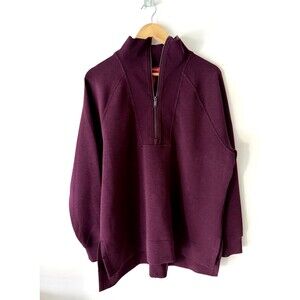 Spanx Sweatshirt Womens XL Burgundy AirEssentials Brushed Half Zip Tunic